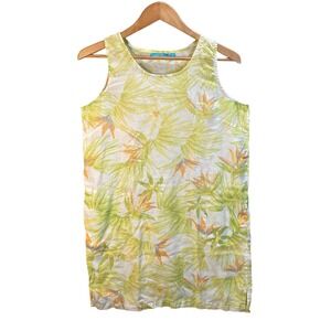 Cotton Connection Tropical Bird of Paradise Linen Dress Medium Hawaiian‎ Resort